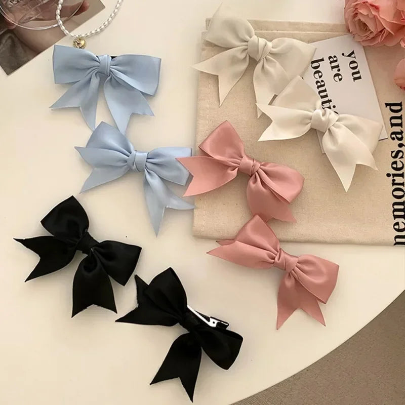 Silk ribbon bow hair clips - bows - hair accessory - clips - pins - kawaii