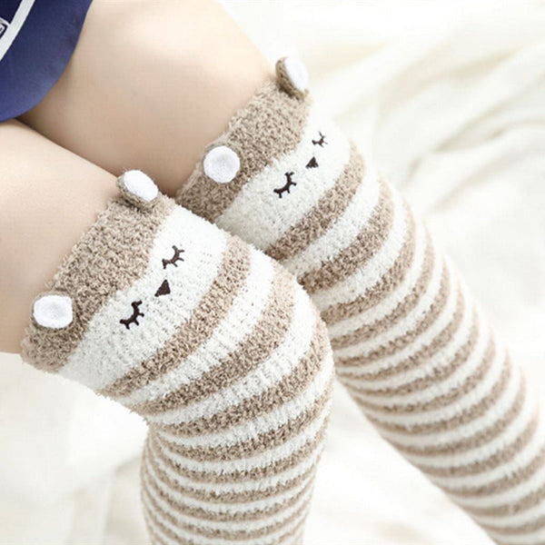 Sleepy Fox Thigh Highs - animal socks, animals, baby animal, fox