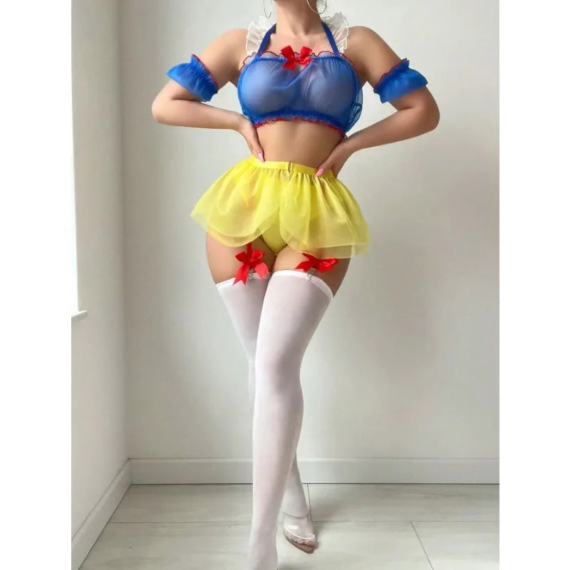 Snow White’s Secret Lingerie Set Mesh Sheer Tutu Skirt & Gauze