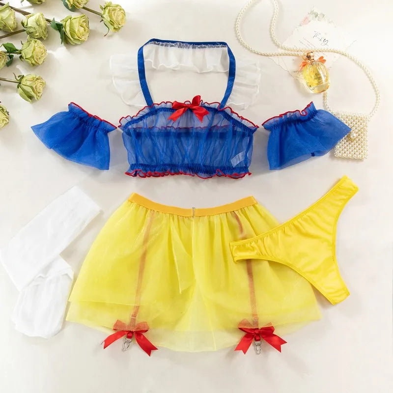 Snow White’s Secret Lingerie Set Mesh Sheer Tutu Skirt & Gauze