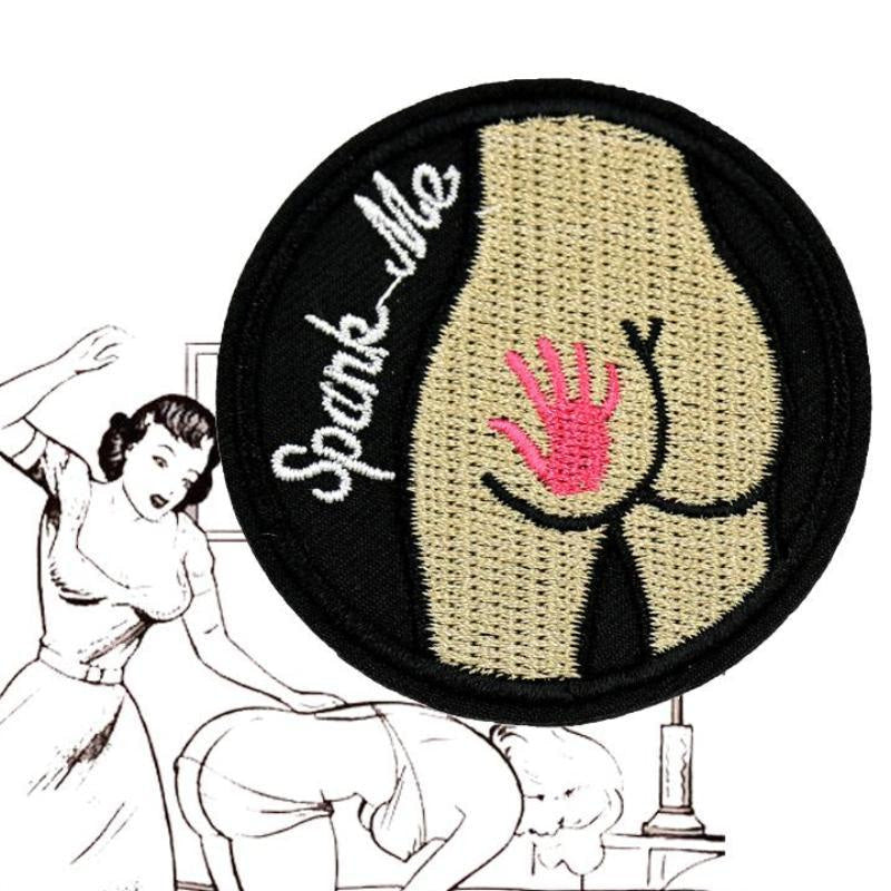 Spank Me Embroidered Patch - biker patch, embroidered, embroidery, iron on patch