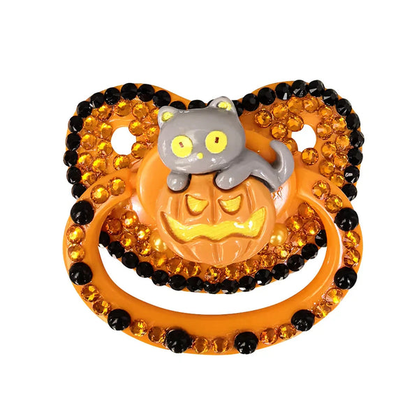 Spooky Kitten Orange Halloween Deco Adult Pacifier