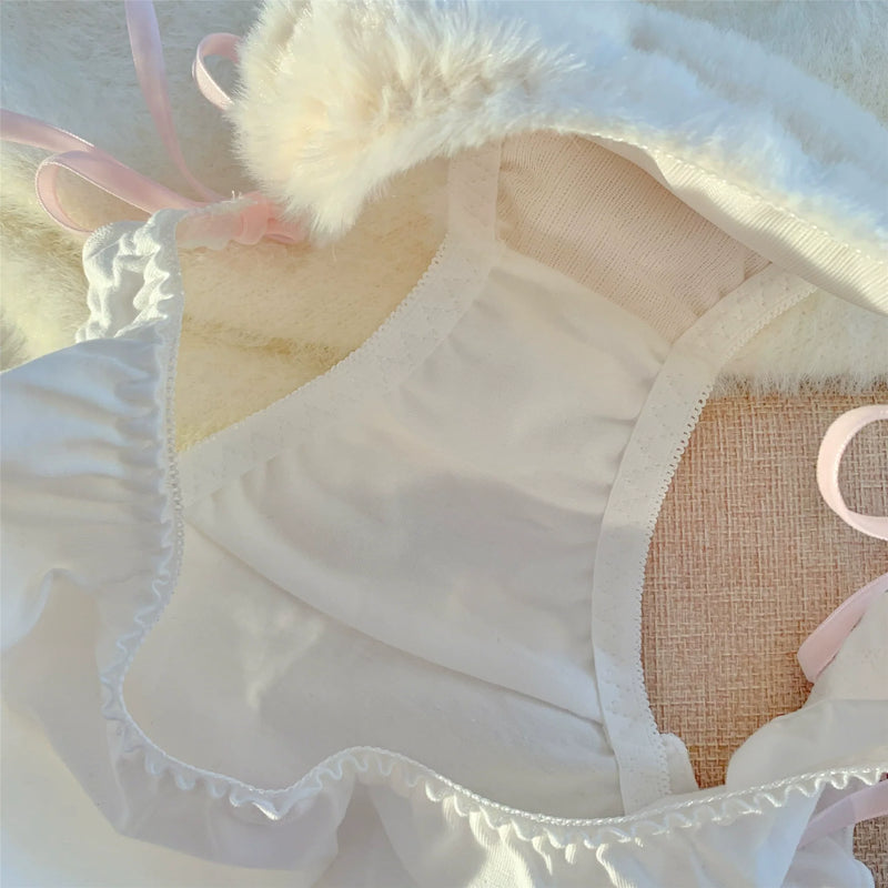 Spring Tulip Bunny Fuzzy Lingerie Set - bear lingerie, fuzzy lingerie set, sets