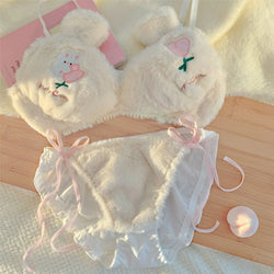 Spring Tulip Bunny Fuzzy Lingerie Set - bear lingerie, fuzzy lingerie set, sets