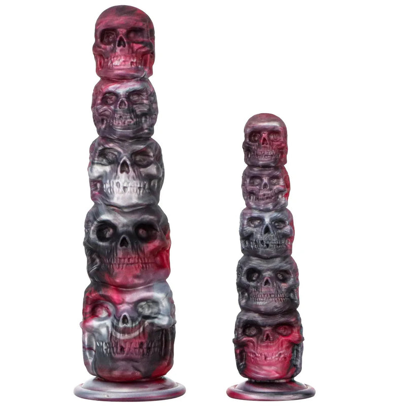 Stacked Halloween Pumpkin & Skull Silicone Dildo Toy Ride