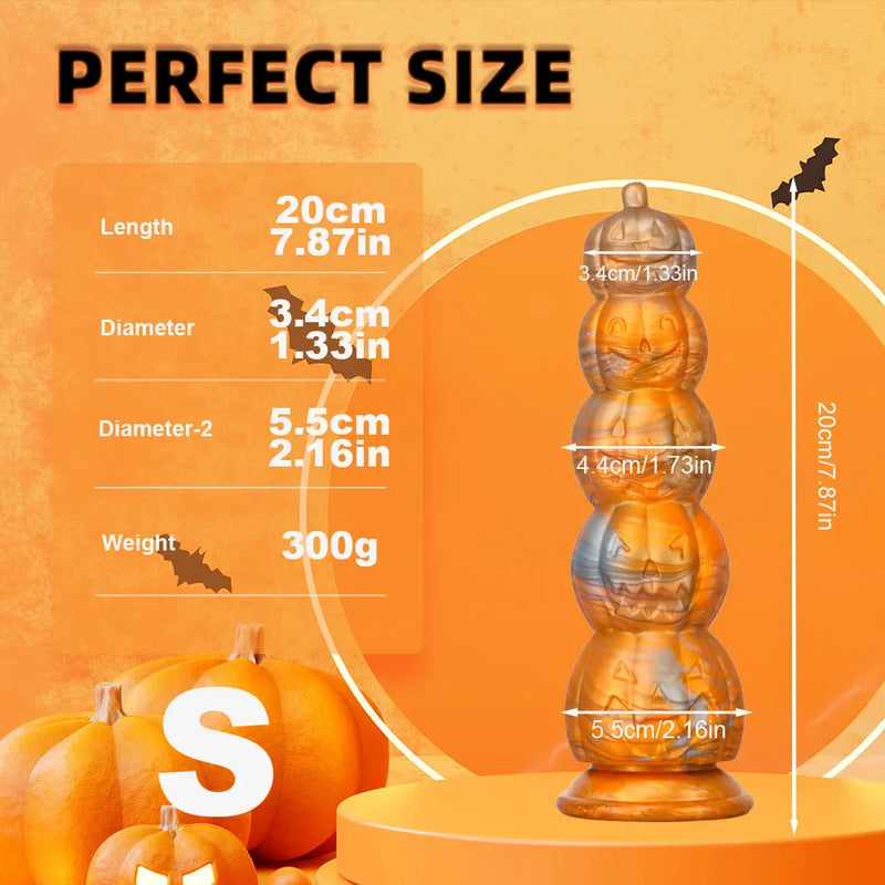 Stacked Halloween Pumpkin & Skull Silicone Dildo Toy Ride