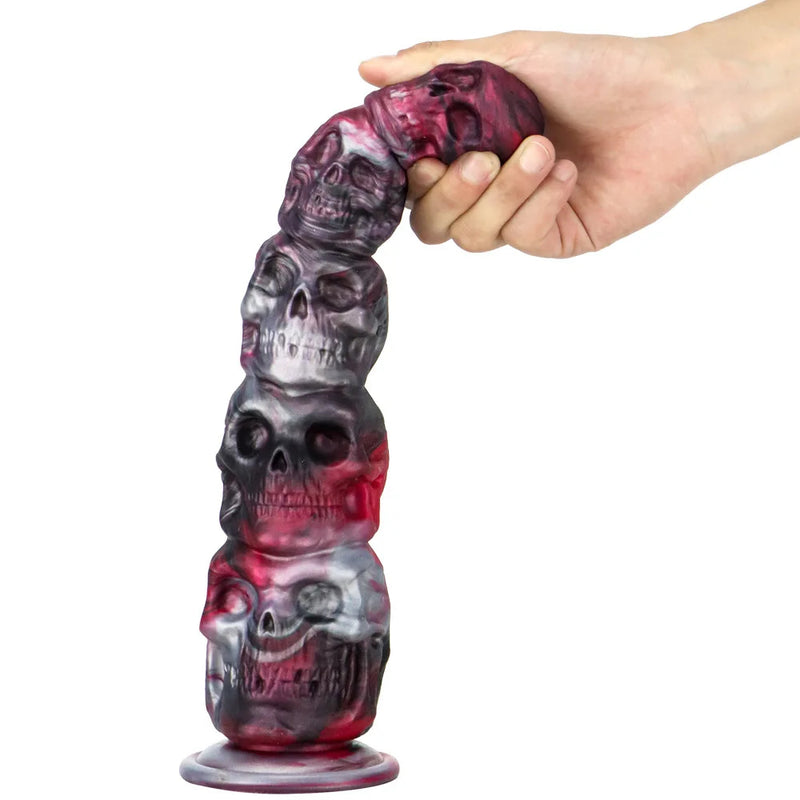 Stacked Halloween Pumpkin & Skull Silicone Dildo Toy Ride