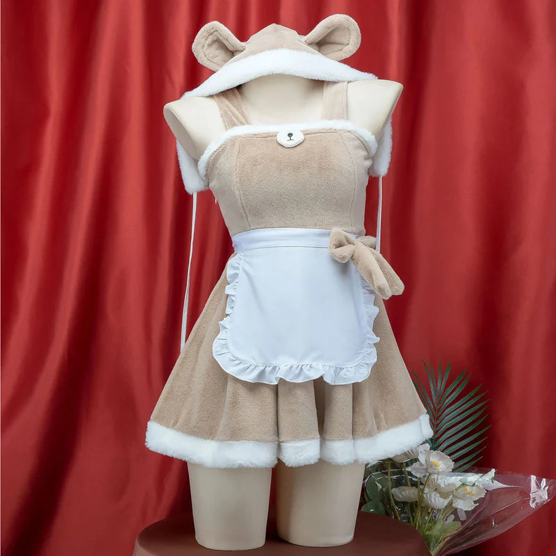 Teddy Maid Fuzzy Hooded Cosplay Dress DDLG Playground Teddy Maid Fuzzy Hooded Cosplay Dress DDLG Playground
