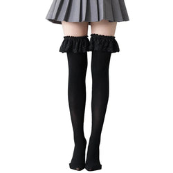 Thigh High Ruffled Stockings - knee socks, lolita, stockings, thigh highs