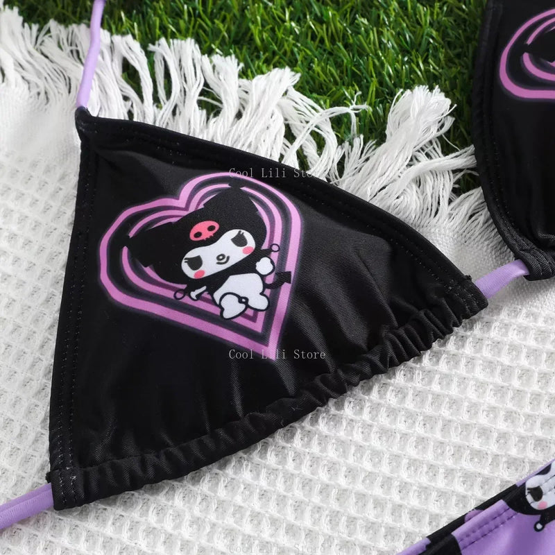 Tiny Kuromi String Bikini - bikini, bikini set, swimsuit, swimwear