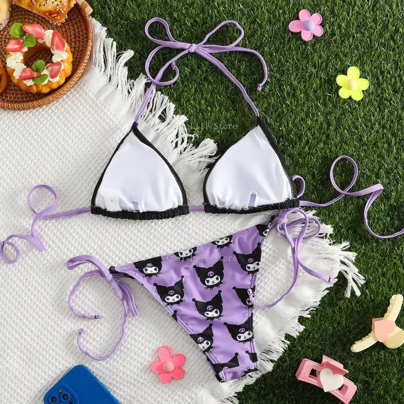 Tiny Kuromi String Bikini - bikini, bikini set, swimsuit, swimwear