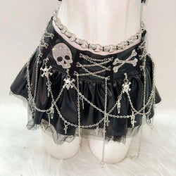 Ultra punk chained occult skirt - alternative - fashion - black - chains - cross