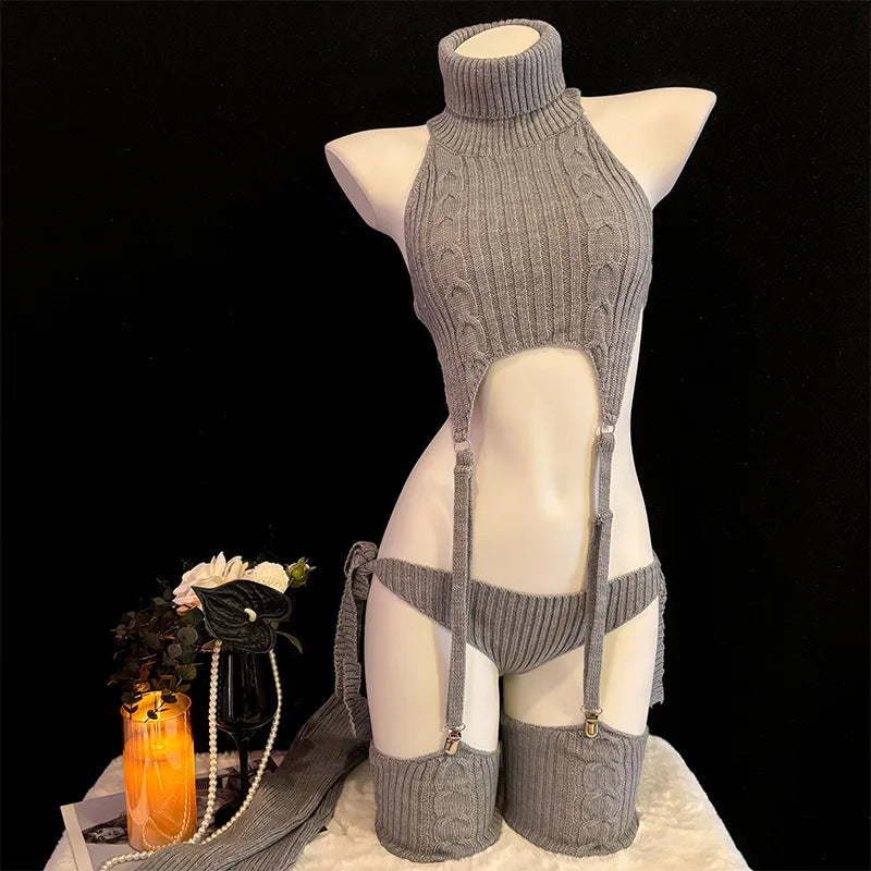 Virgin Killer Lara Croft Knit Turtle Neck Lingerie Set DDLG Playground virgin-killer-lara-croft-knit-turtle-neck-lingerie-set-ddlg-playground