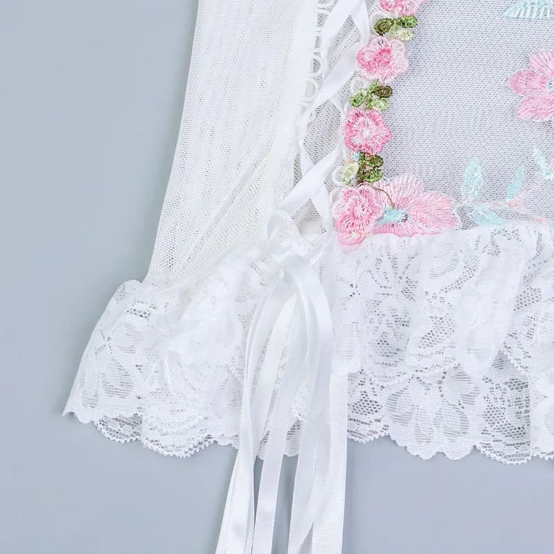 White Flower Mary Garden Fairy Lingerie Set Bra and Panties