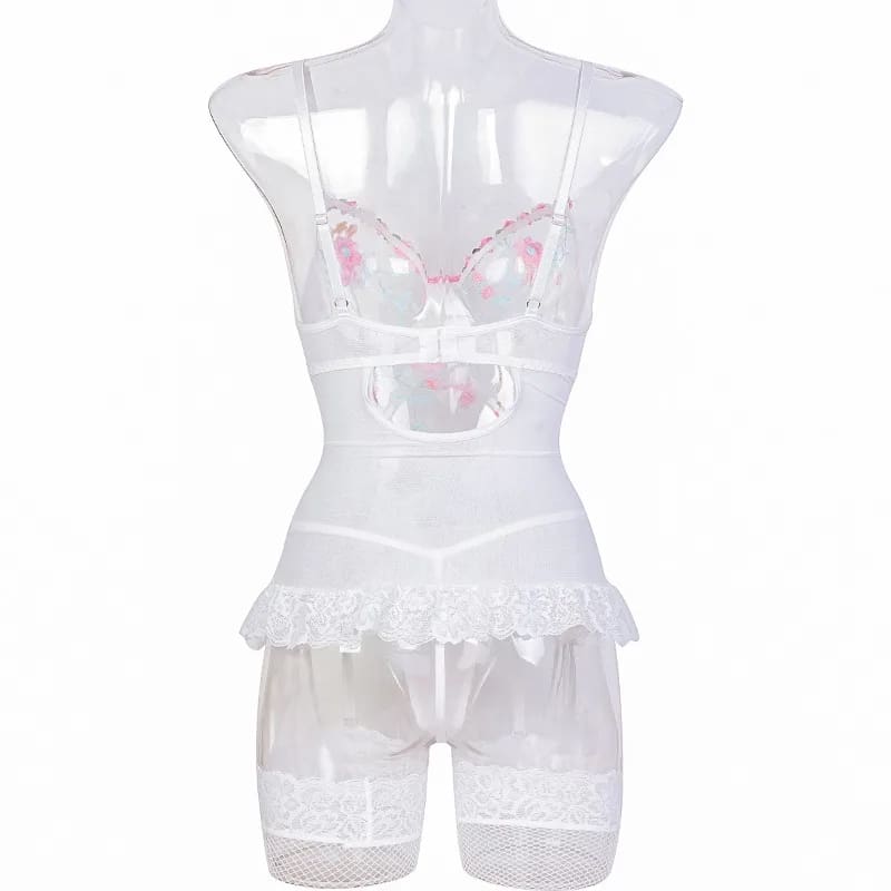 White Flower Mary Garden Fairy Lingerie Set Bra and Panties