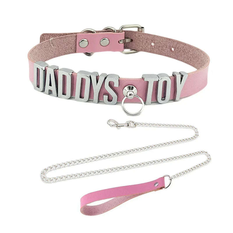 Yes Daddy Collar & Leash Set - Daddys Toy - choker, collar, collars, necklace, necklaces