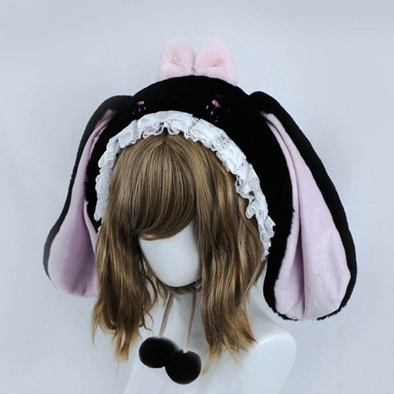 Knitted Lolita Bonnet Warm Hood Girly Girls Solid Hat Kawaii
