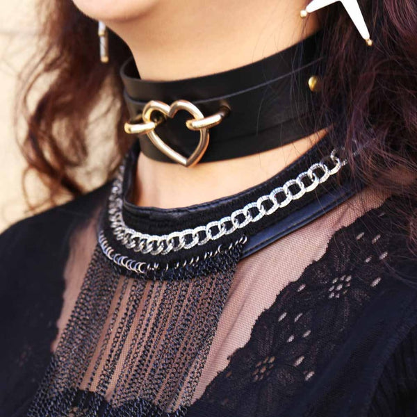 Vegan Leather Heart Collar Choker Bdsm Bondage Kink Ddlg Playground 