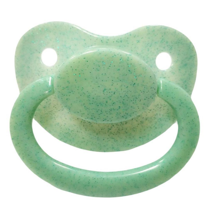 green glitter adult pacifier paci binkie soother mouth guard nipple autism autistic little space ddlg cgl abdl cglre age regression agere