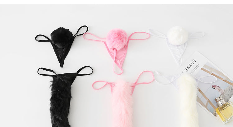 Poofy Bunny Tail Thongs