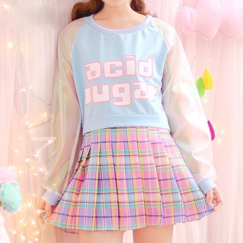 Acid Sugar Crop Top Cropped Shirt Fairy Kei Kawaii | DDLG Playground