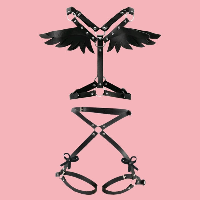 Angel Wing Harness - Black Full Set - angel, angel wings, angels, harness, harnesses