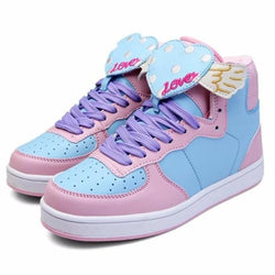 fairy kei pastel blue angel wing heart hi top sneakers high tops shoes candy colored sweet lolita yume kawaii harajuku japan fashion dd/lg cgl abdl age regression by ddlg playground