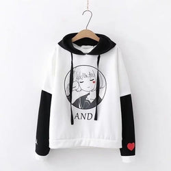 Anime Girl Hoodie - White - sweater