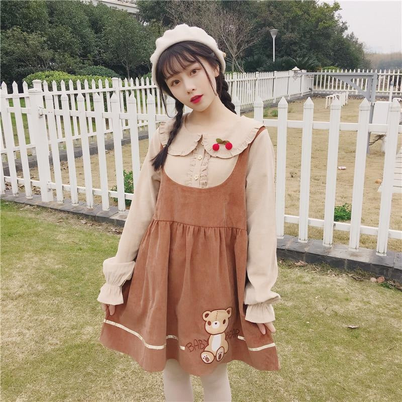 Baby Brown Bear Sweater Dress Mori Girl Fashion ABDL | DDLG Playground