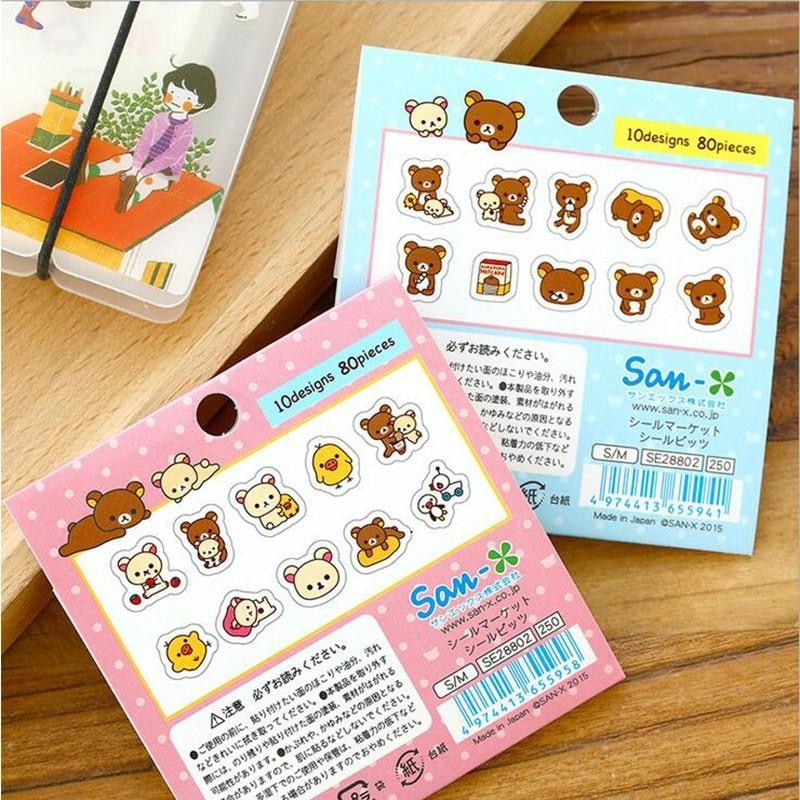 Kawaii Rilakkuma Bear Sticker Pack Cute Stickers Brown Baby Bears