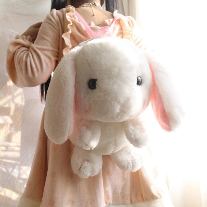 Plush Stuffed Animal Backpack Bunny Backpack with Adjustable Gift for Women  Girl (Brown+White)