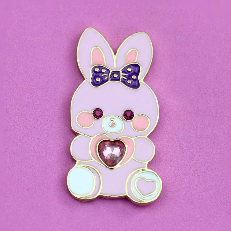 Baby Bun Jewelled Enamel Pin - brooch, brooches, bunnies, bunny, enamel pins
