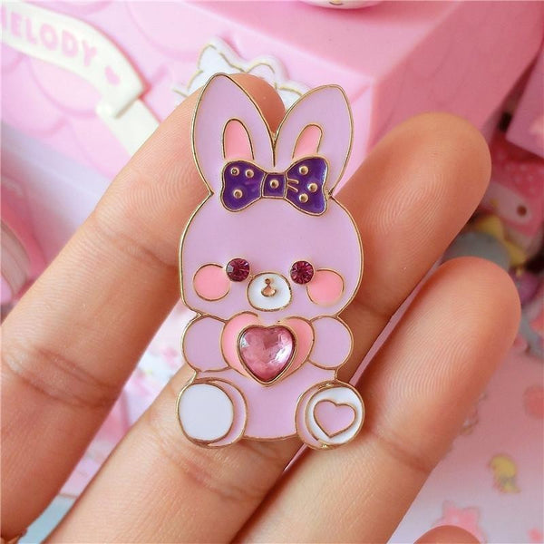 Baby Bun Jewelled Enamel Pin - Bunny - brooch, brooches, bunnies, bunny, enamel pins
