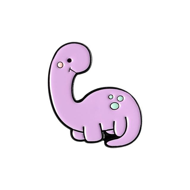 Baby Dino Enamel Pins - Purple Long Neck - brooch, brooches, dino, dinos, dinosaurs