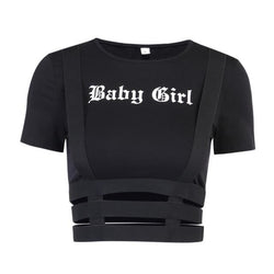 Baby Girl Suspender Crop Top - baby girl crop top, babygirl belly shirt, shirts, top