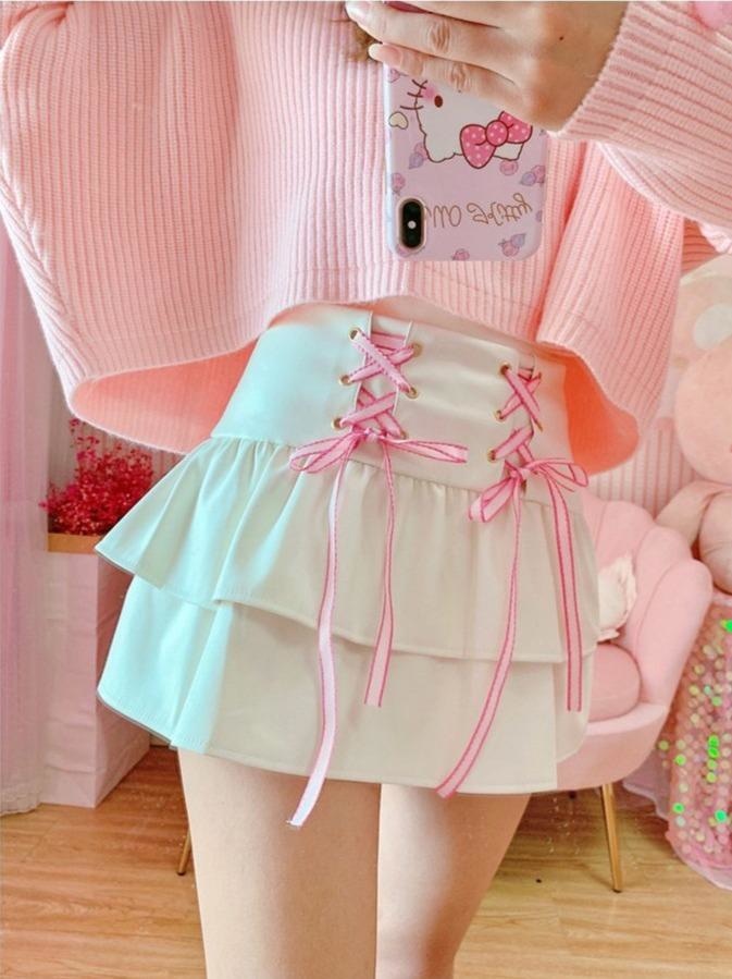 Babydoll Corset Skirt - corset, corset skirt, corsetry, fairy kei, lace up