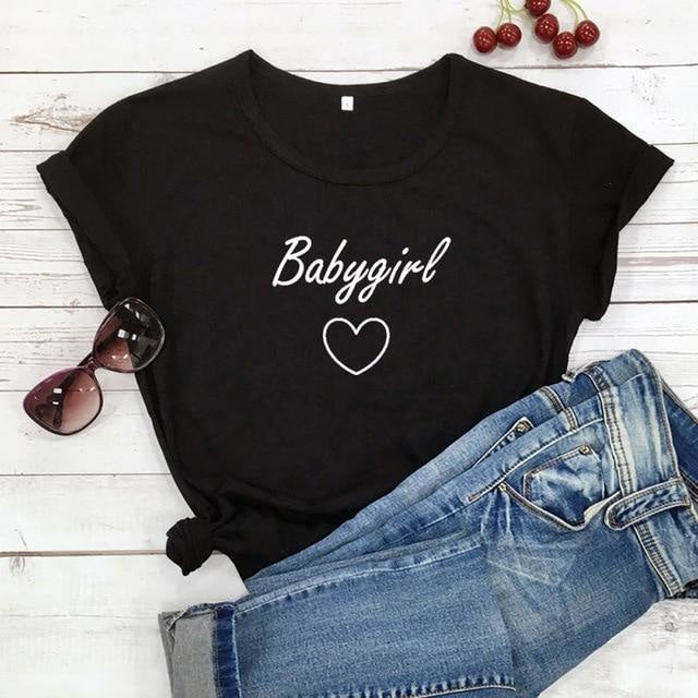 Babygirl T-shirt - black-white text / XXXL - baby girl, girls, babygirl, babygirls, kinky
