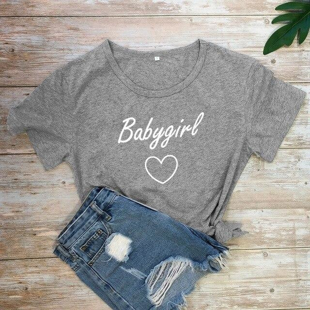 Babygirl T-shirt - dark gray-white text / XXXL - baby girl, girls, babygirl, babygirls, kinky