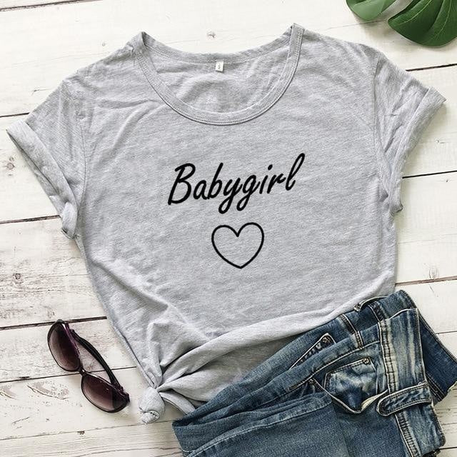 Babygirl T-shirt - gray-black text / XXXL - baby girl, girls, babygirl, babygirls, kinky