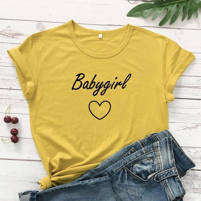 Babygirl T-shirt - mustard-black text / XXXL - baby girl, girls, babygirl, babygirls, kinky