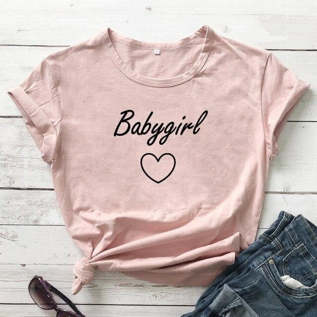 Babygirl T-shirt - peach-black text / XXXL - baby girl, girls, babygirl, babygirls, kinky