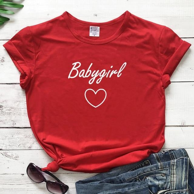 Babygirl T-shirt - red-white text / XXXL - baby girl, girls, babygirl, babygirls, kinky