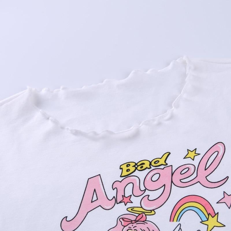 Bad Angel Tee - angels, crop top, tops, cropped shirt, tee
