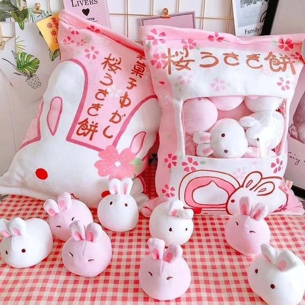 Bag Of Pink Bunnies - 8 Piece Bunny Bag - stuffed animal