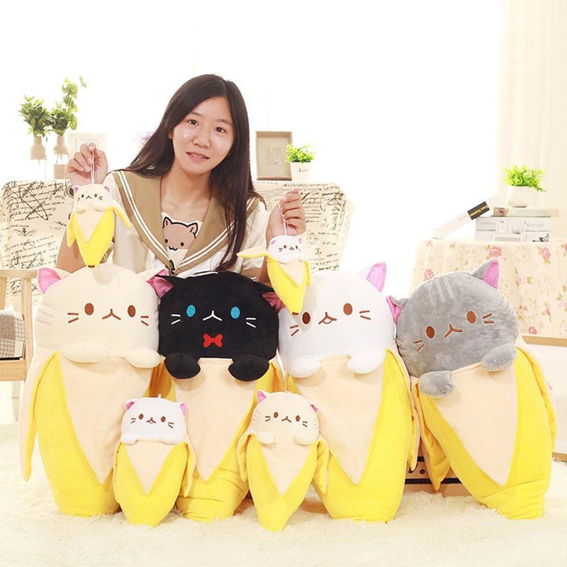 Kawaii Banana Cat Plush Toy Large Jumbo Size Japan Bananya Cute Stuffed Animal 