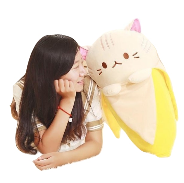 Kawaii Banana Cat Plush Toy Large Jumbo Size Japan Bananya Cute Stuffed Animal 