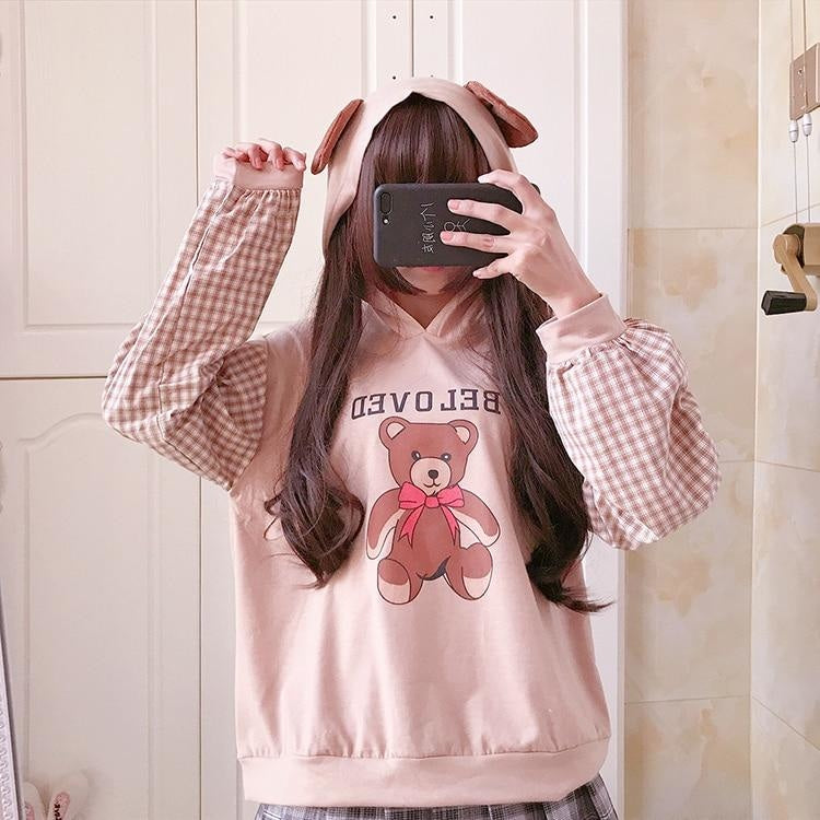 Beloved Bear Hoodie - Khaki / One Size - sweater