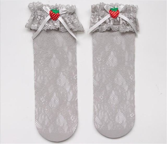 Berry Babydoll Stockings - Grey - babydoll, cute socks, egl, knee high highs