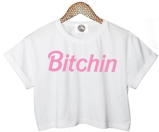 Bitchin Crop Top - White - t-shirt