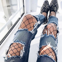 Black Fishnet Stockings Kink Fetish BDSM Sexy Fashion Tights See Through Mesh by DDLG Playground